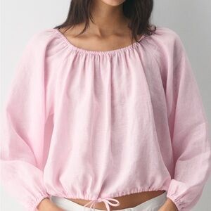 Aritzia Fiore Pink linen  Blouse